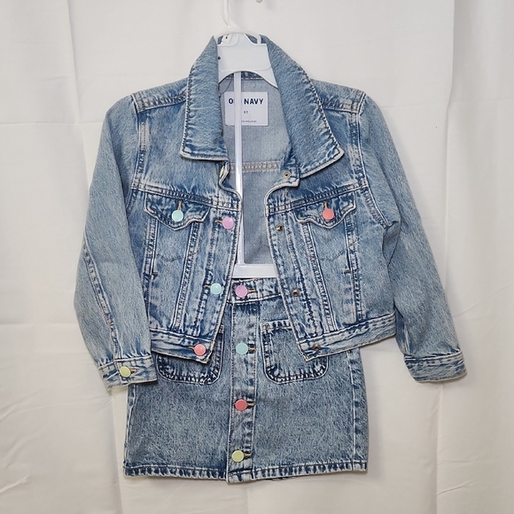 Old Navy Other - Old Navy Kids Blue Jean Jacket Set with Colorful Buttons